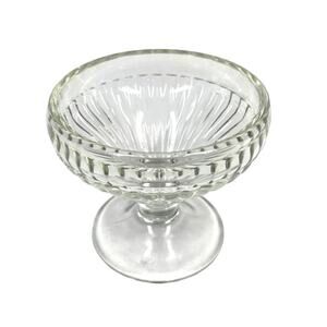 VINTAGE MINI PEDESTAL DESSERT DISHES – SET OF 4 – 3" TALL – FLUTED GLASS